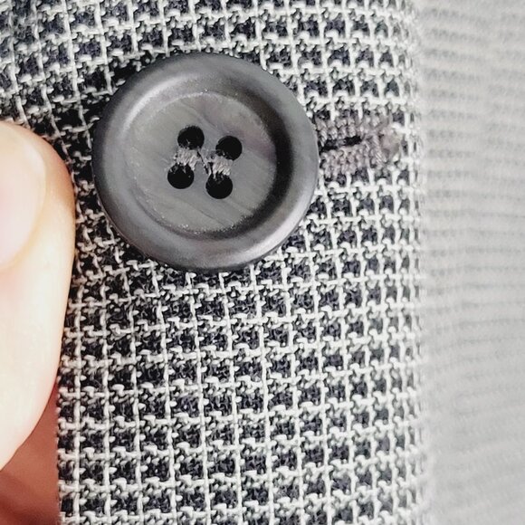 Oscar de la Renta Vintage Men's Oversized Gray Black Wool Blend Blazer Professor - Picture 7 of 14